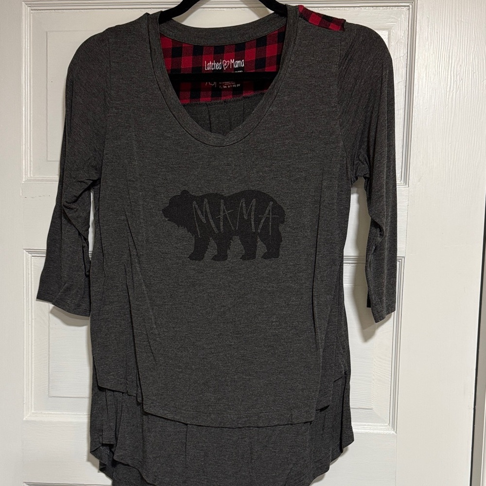 Latched Mama Charcoal “Mama Bear” 3/4 sleeve top